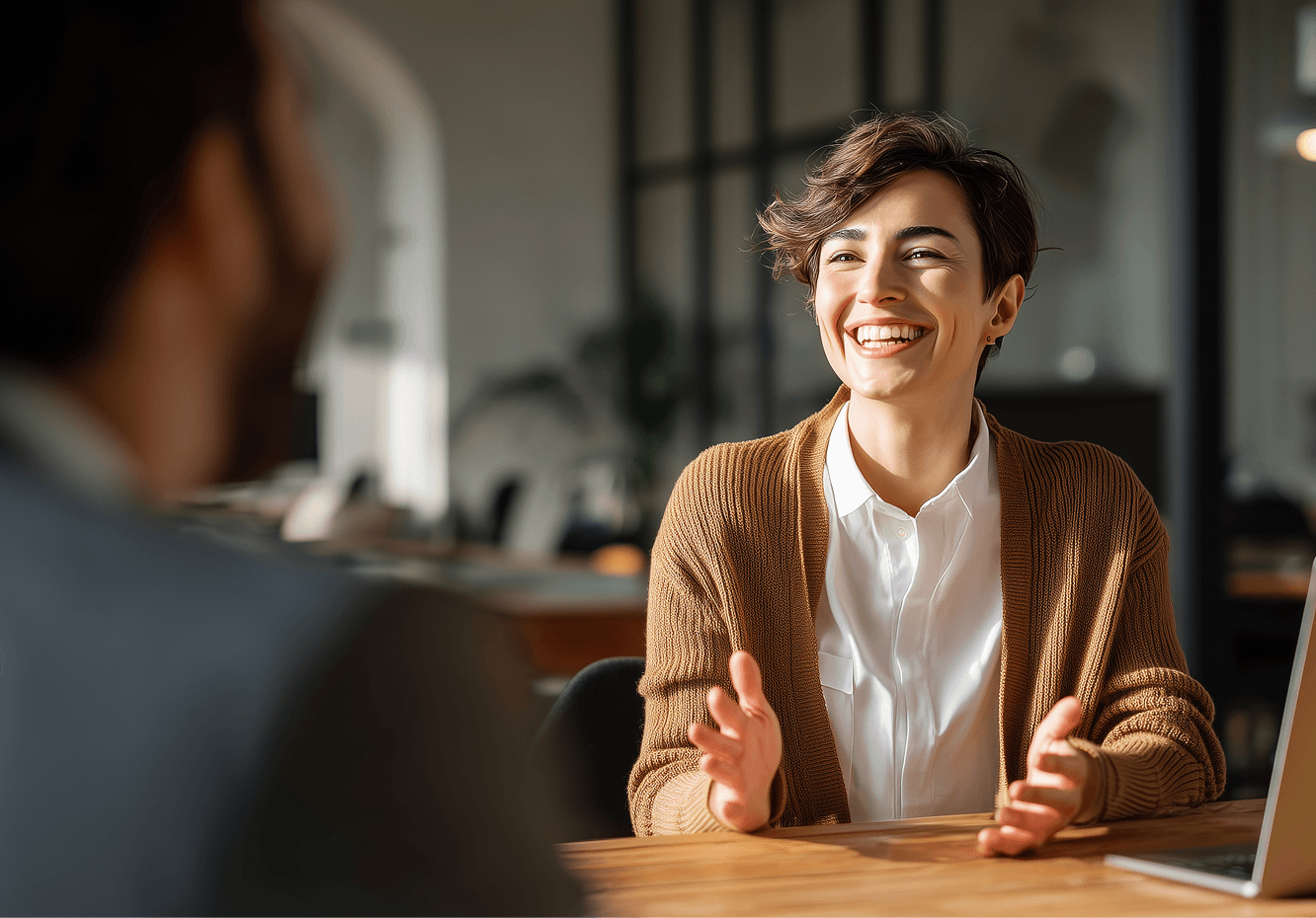 Construction workers discussing